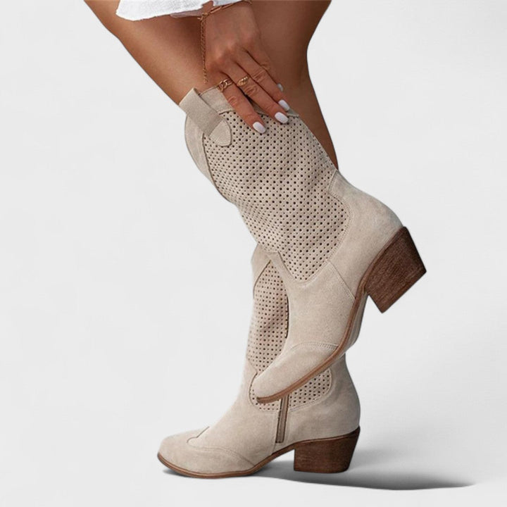 Odette Boot — Perforated Mid-Calf Boots