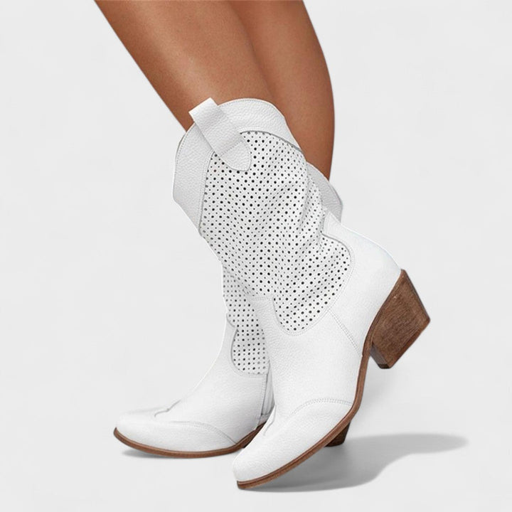 Odette Boot — Perforated Mid-Calf Boots
