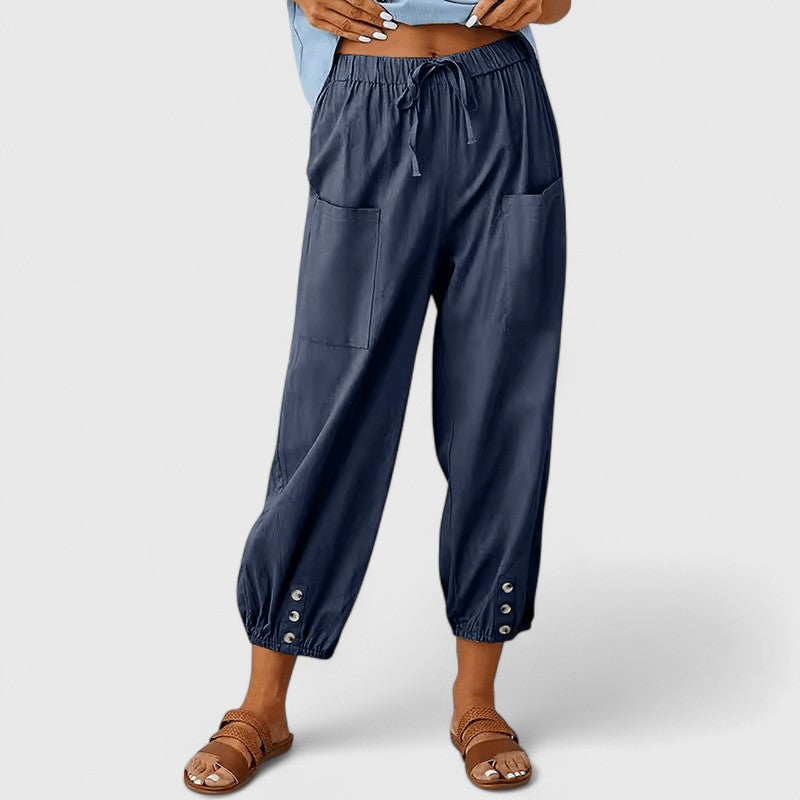 Josephine — Cotton-Linen Wide-Leg Trousers