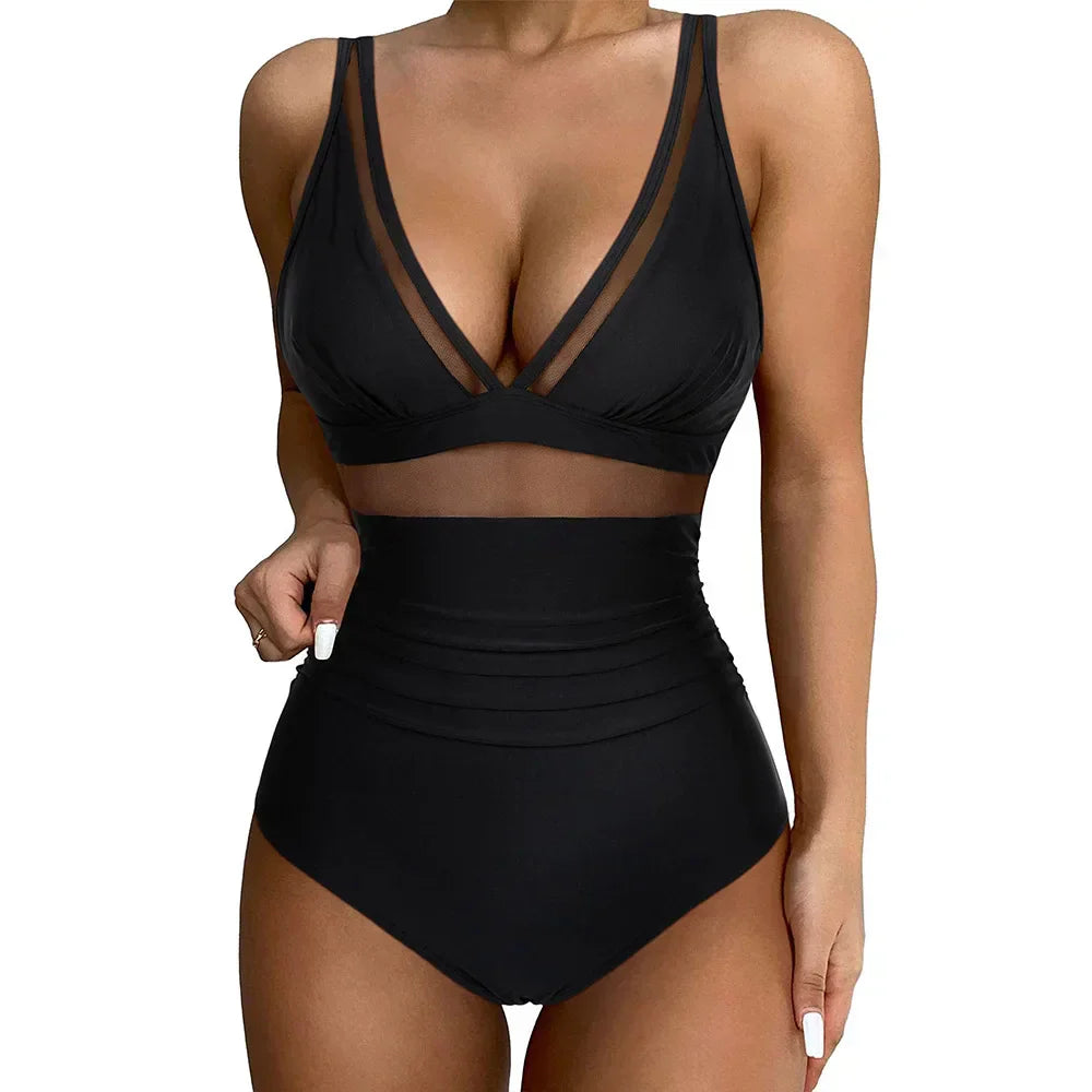 Mesh-Panel Tummy-Control Swimsuit