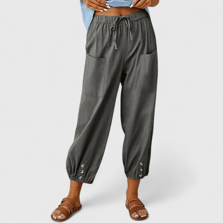 Josephine — Cotton-Linen Wide-Leg Trousers
