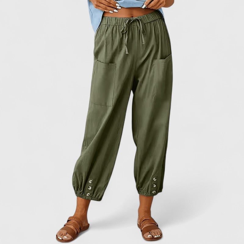 Josephine — Cotton-Linen Wide-Leg Trousers