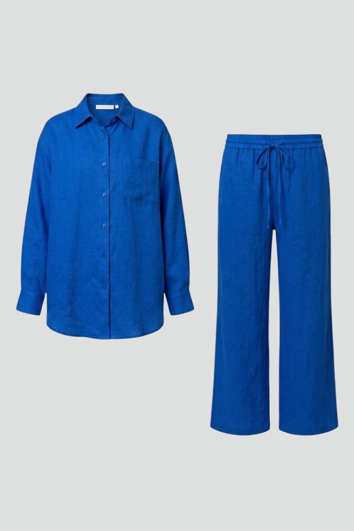 Verity — Button Shirt &amp; Straight-Trouser Set