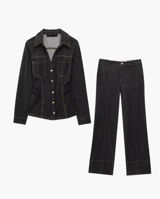 Delphine — Denim Jacket &amp; Wide-Leg Co-Ord