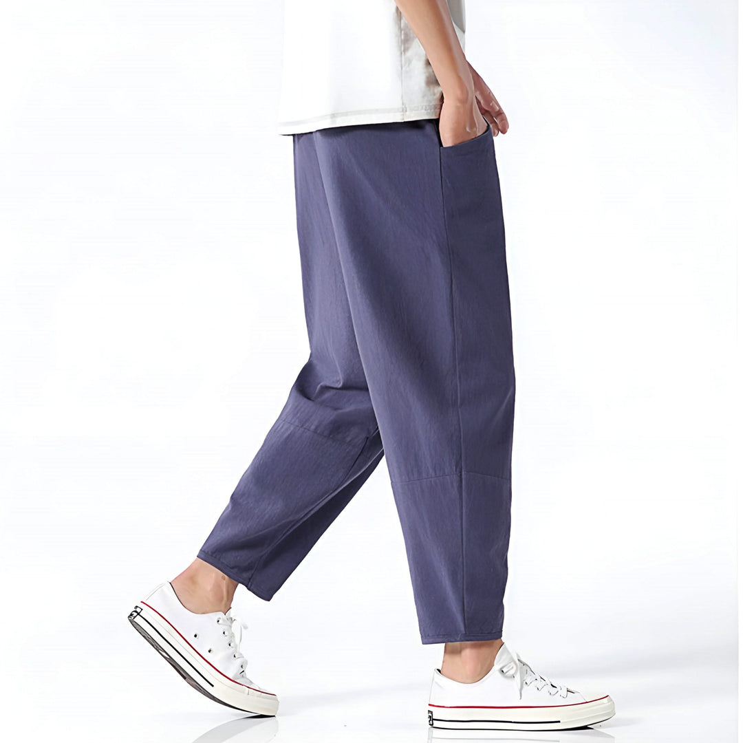 Sawyer — Cropped Cotton-Linen Trousers
