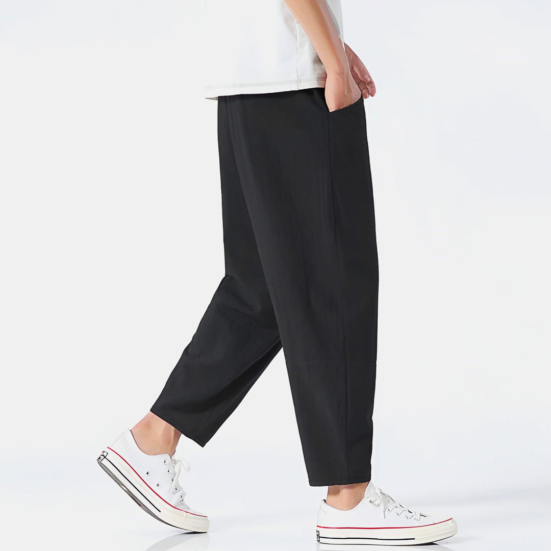 Sawyer — Cropped Cotton-Linen Trousers