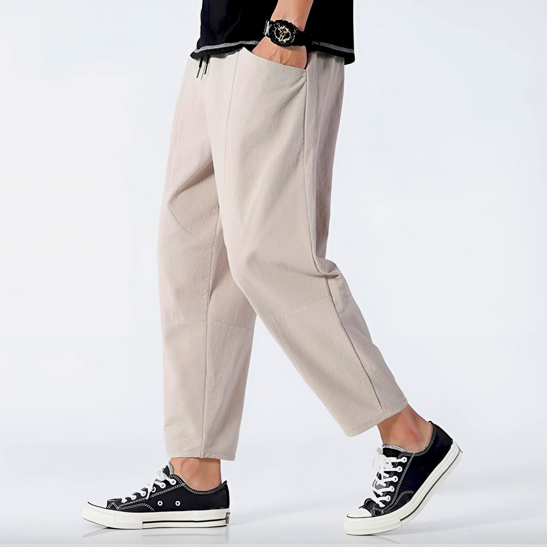 Sawyer — Cropped Cotton-Linen Trousers