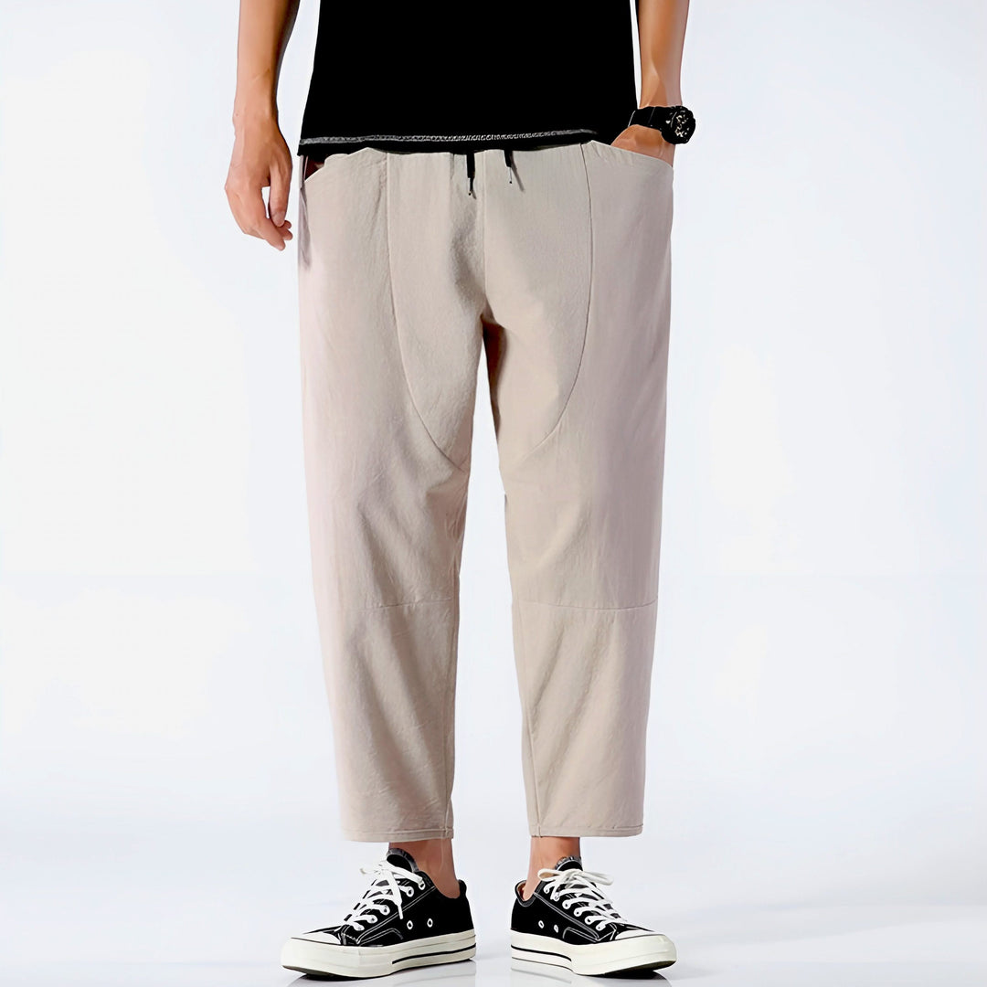 Sawyer — Cropped Cotton-Linen Trousers