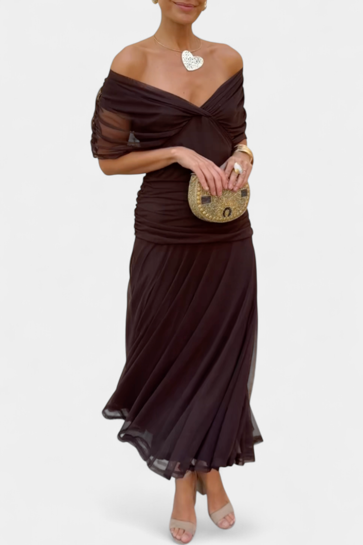 Seraphina — Off-Shoulder Ruched Evening Dress