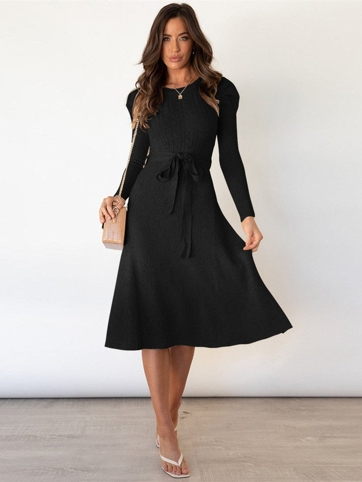 Johanna — Belted Knit Midi Dress