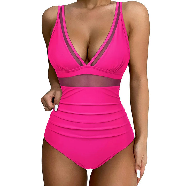 Mesh-Panel Tummy-Control Swimsuit
