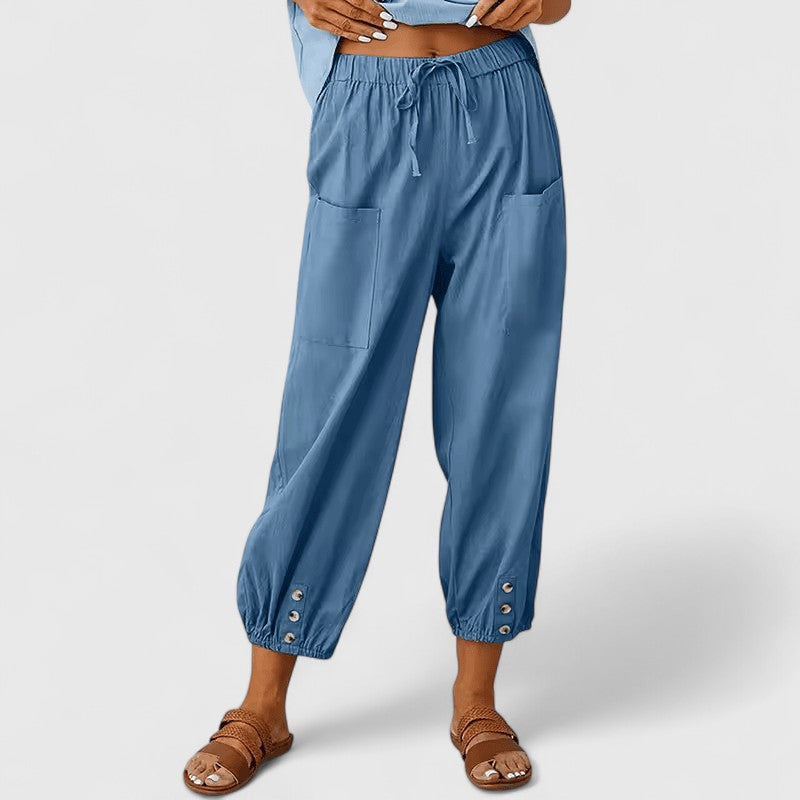 Josephine — Cotton-Linen Wide-Leg Trousers