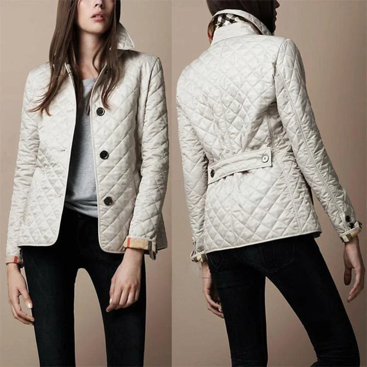 Frances — Diamond-Quilted Button Jacket
