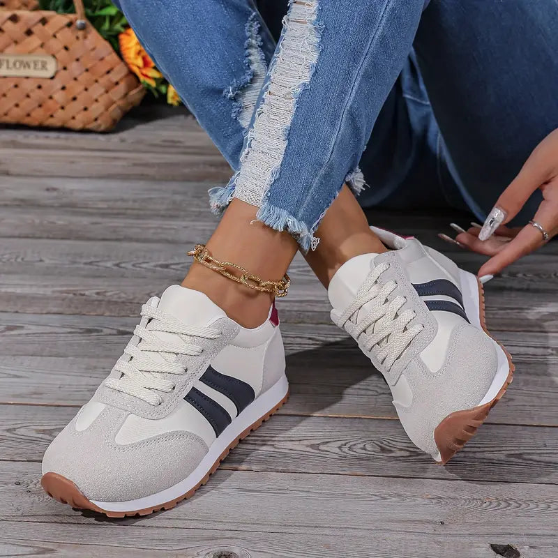 Remi — Retro Panelled Lace-Up Trainers