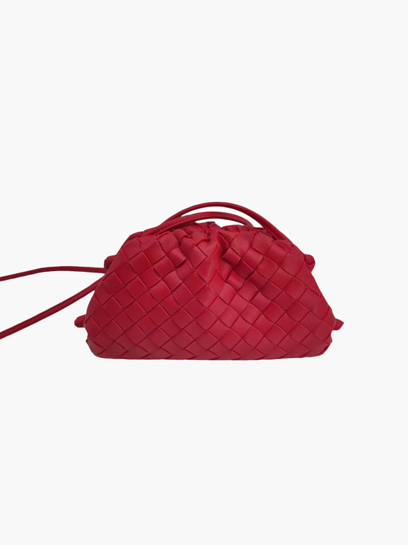 Woven-Pattern Leather Shoulder Bag