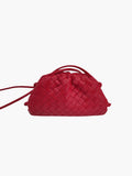 Woven-Pattern Leather Shoulder Bag
