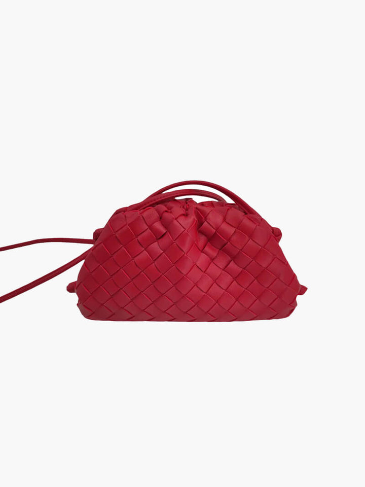 Woven-Pattern Leather Shoulder Bag