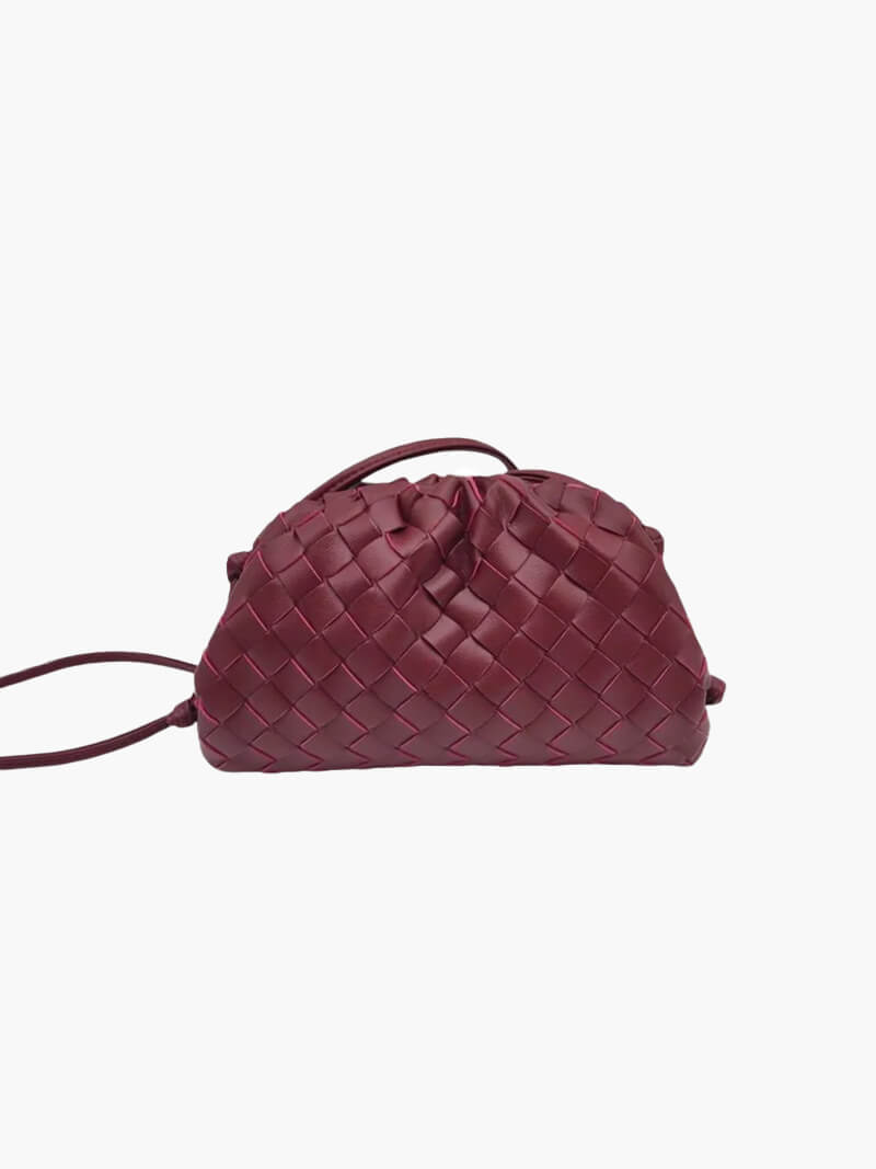 Woven-Pattern Leather Shoulder Bag