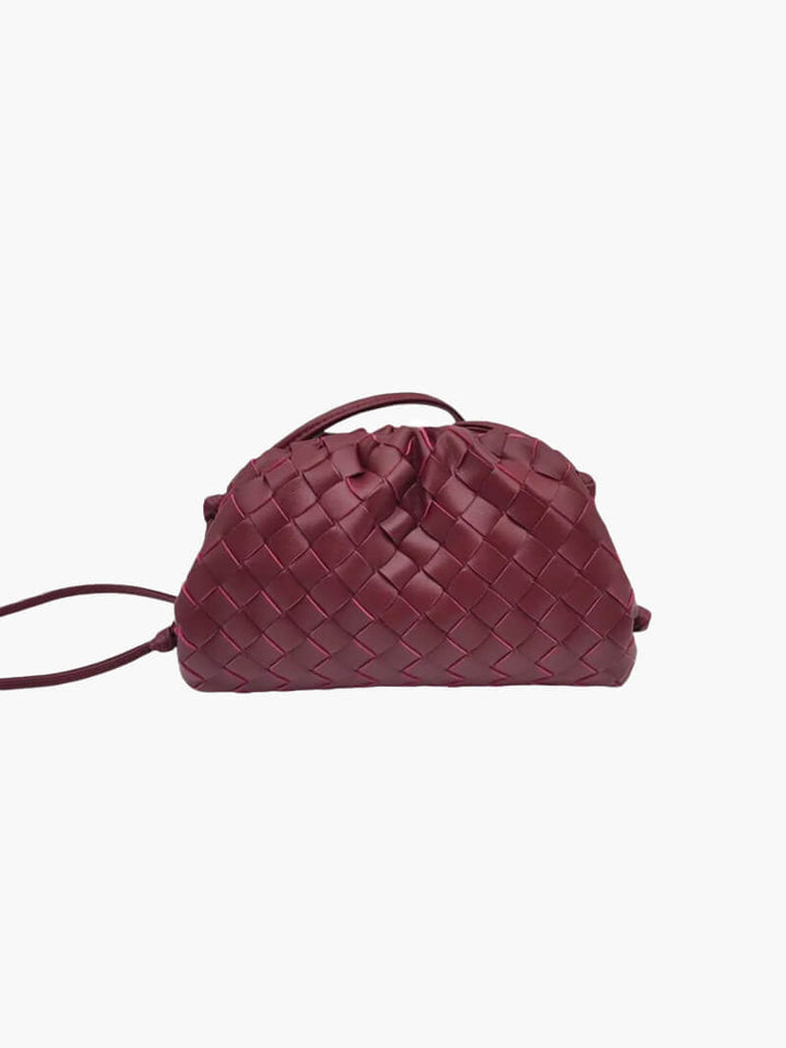 Woven-Pattern Leather Shoulder Bag