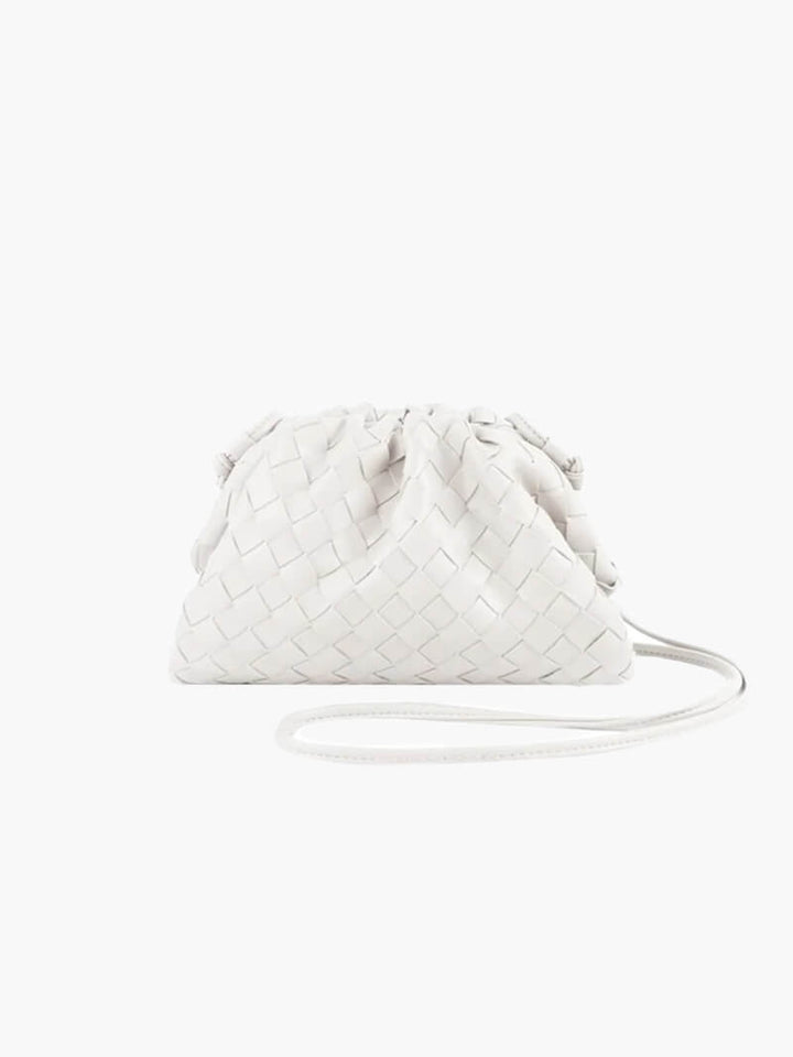 Woven-Pattern Leather Shoulder Bag