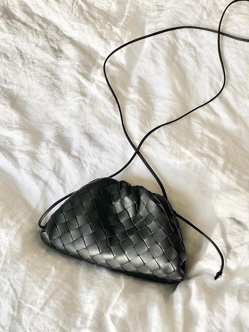 Woven-Pattern Leather Shoulder Bag