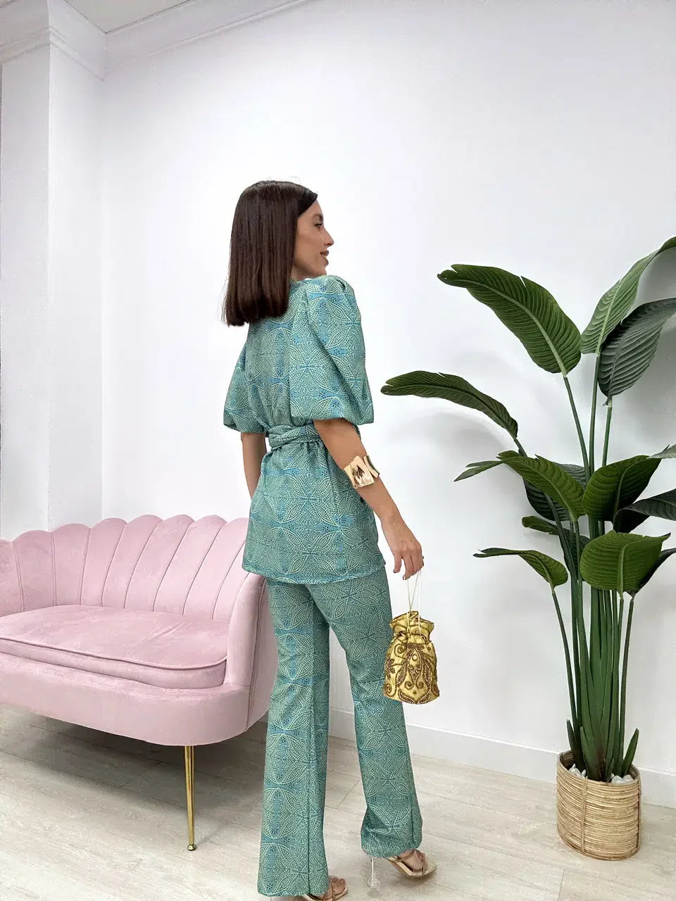Ella — Puff-Sleeve Co-Ord Trouser Set