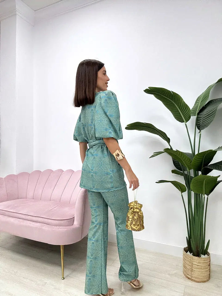 Ella — Puff-Sleeve Co-Ord Trouser Set