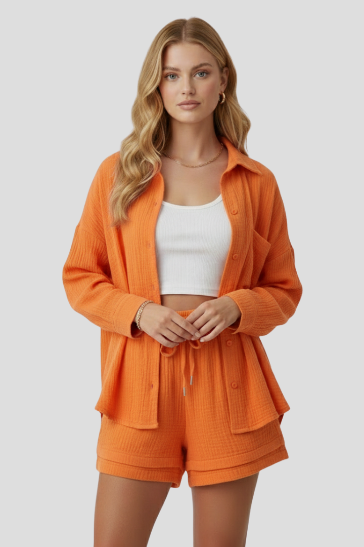 Clemence — Oversized Blouse &amp; Muslin Shorts Set