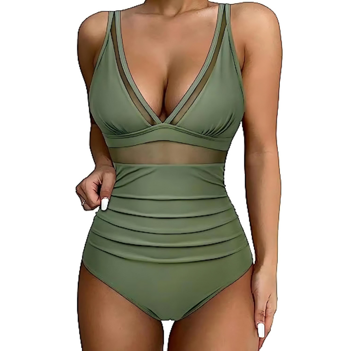 Mesh-Panel Tummy-Control Swimsuit