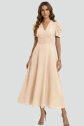 Vanora — Short-Sleeve V-Neck Midi Dress
