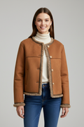 Celeste — Women's Shearling-Trim Cropped Jacket