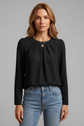 Gwyneth — Pleated Puff-Sleeve Tunic