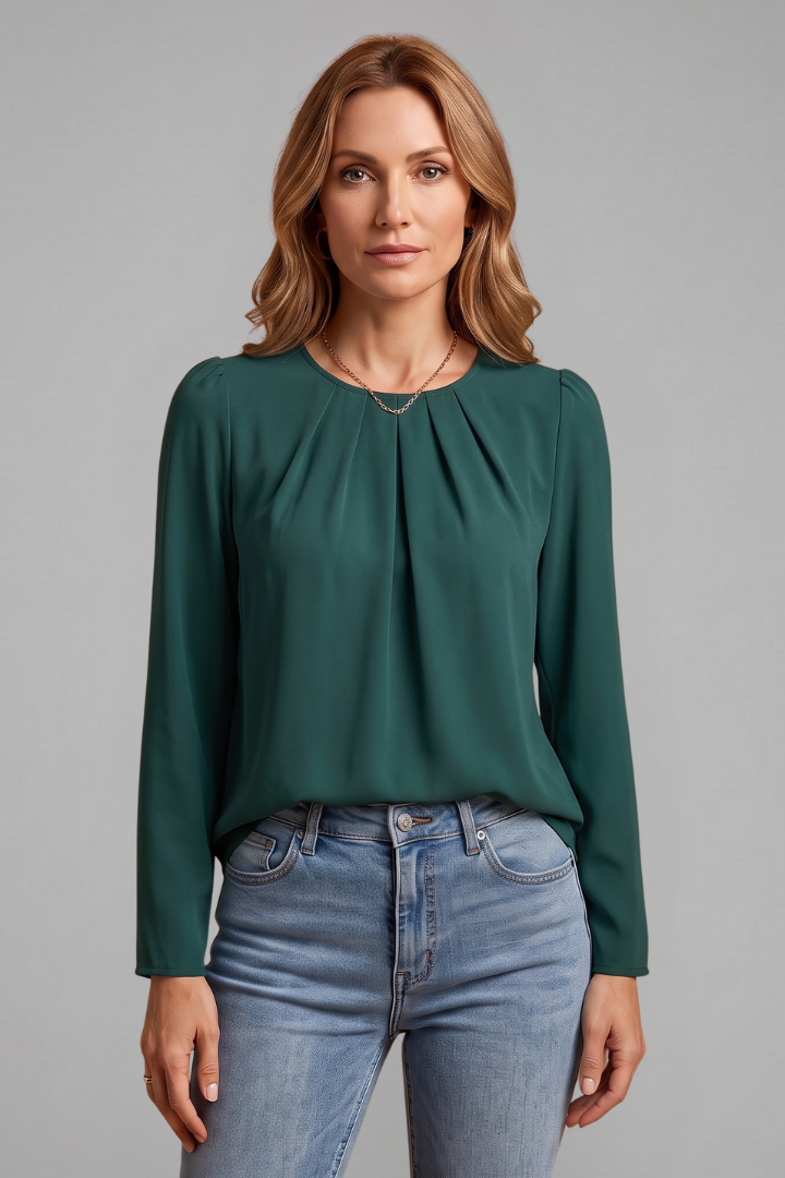 Gwyneth — Pleated Puff-Sleeve Tunic