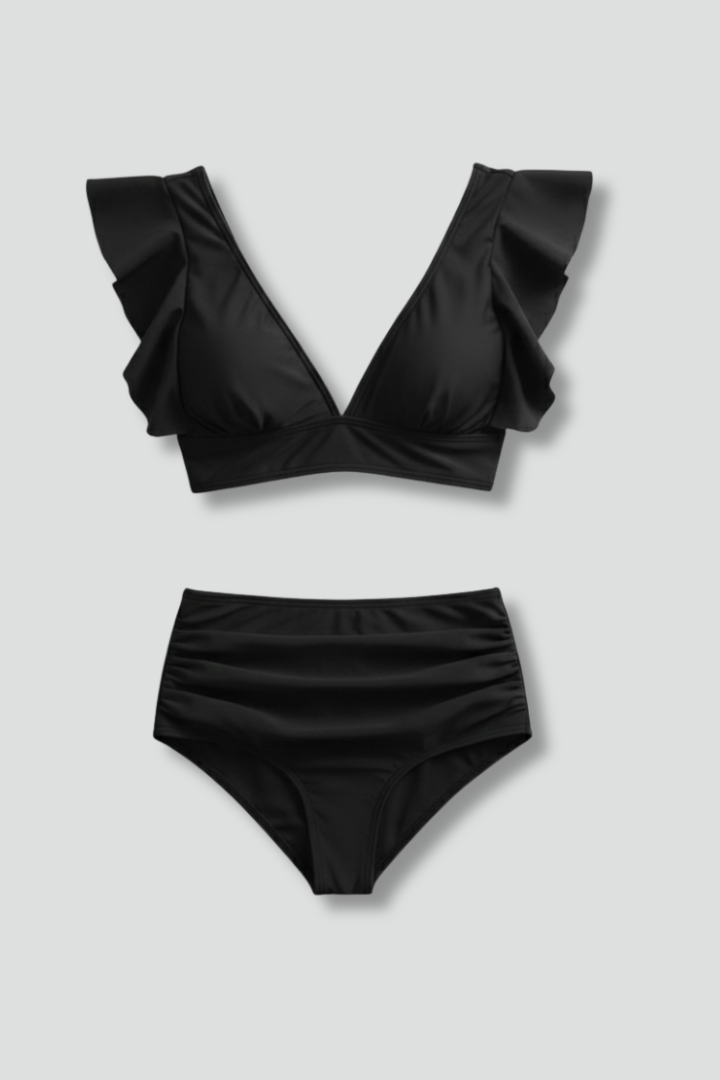 Melisande — Ruffle-Sleeve High-Waist Bikini