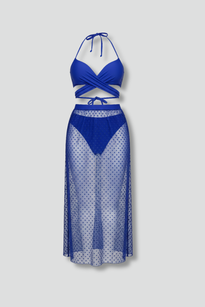 Emmeline — Wrap-Top Bikini with Mesh Skirt