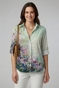 Sorrel — Leaf-Print Collared Blouse