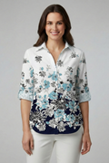 Sorrel — Leaf-Print Collared Blouse