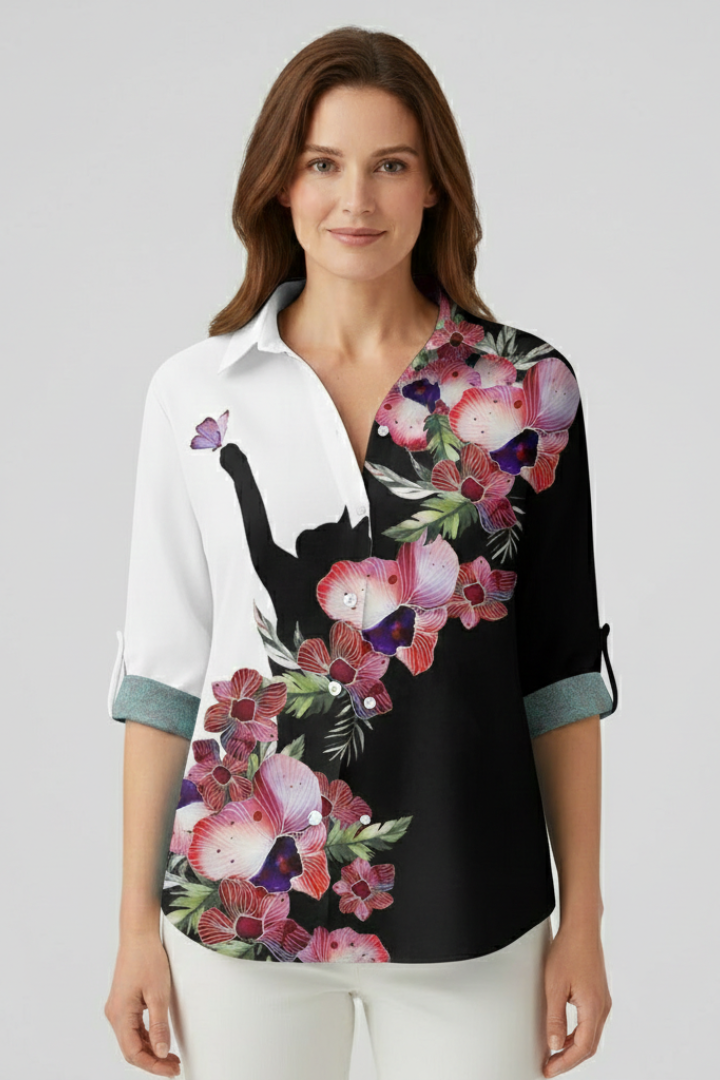 Fenwick — Mandala-Print Collared Blouse