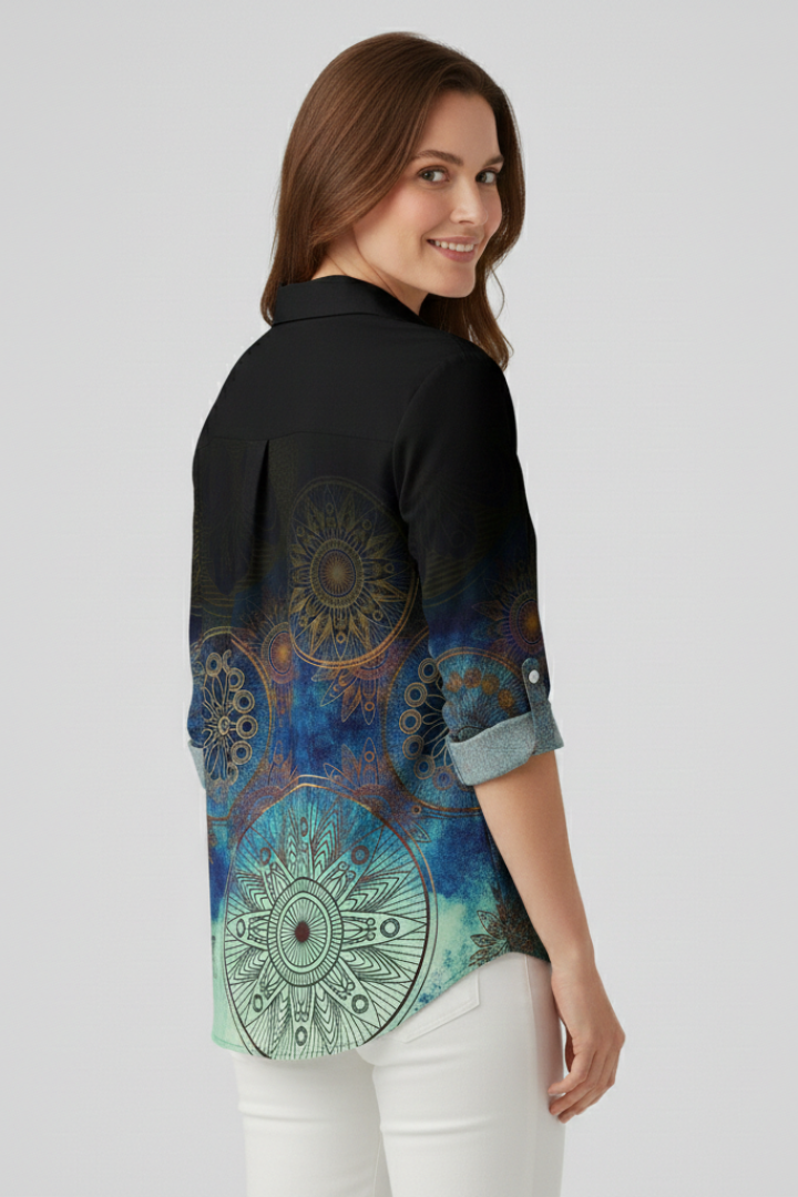Fenwick — Mandala-Print Collared Blouse