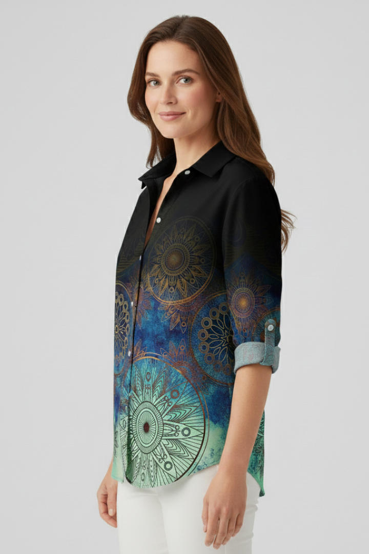 Fenwick — Mandala-Print Collared Blouse