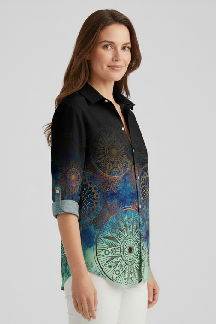 Fenwick — Mandala-Print Collared Blouse