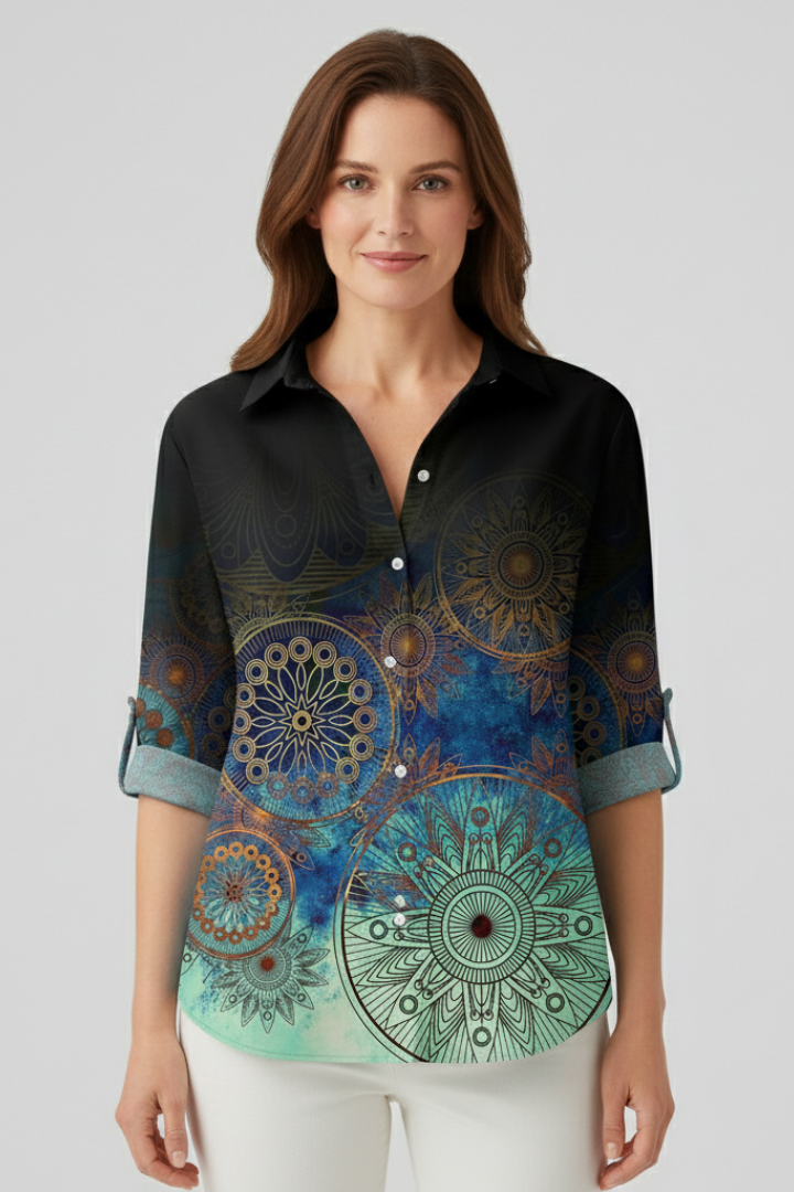 Fenwick — Mandala-Print Collared Blouse