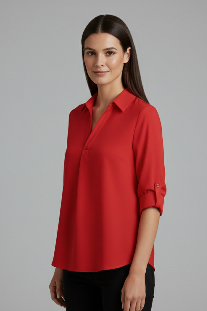 Flora — Collared Button-Up Blouse