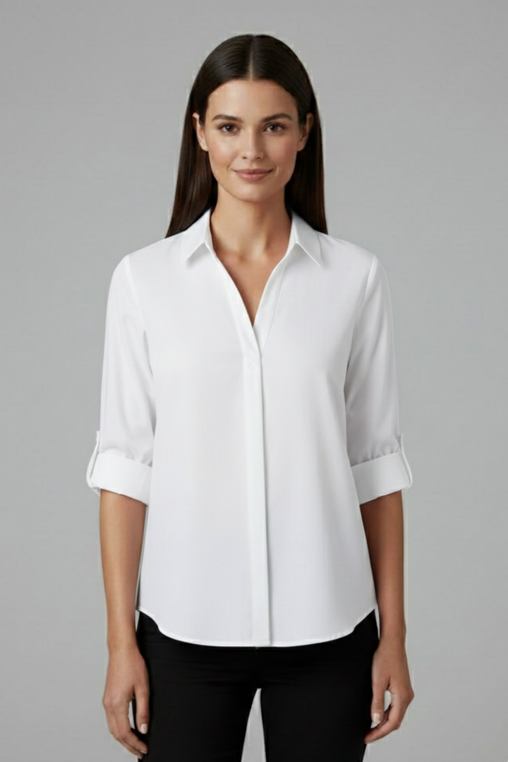 Flora — Collared Button-Up Blouse