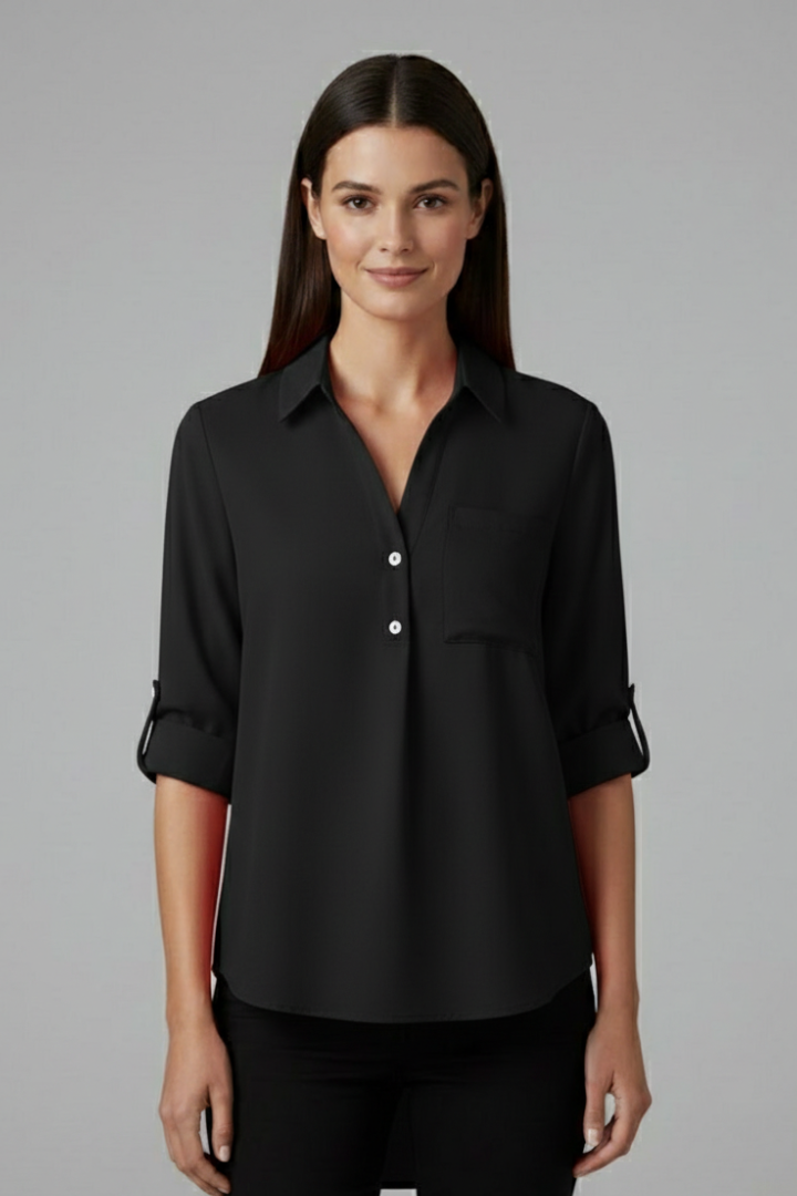 Flora — Collared Button-Up Blouse