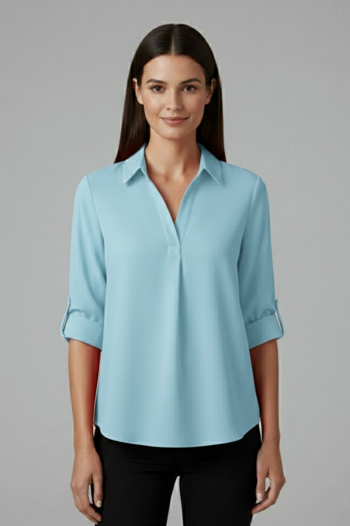 Flora — Collared Button-Up Blouse