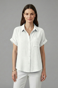 Yvette — Collared Short-Sleeve Blouse