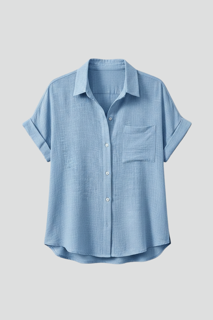 Yvette — Collared Short-Sleeve Blouse