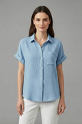Yvette — Collared Short-Sleeve Blouse