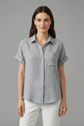 Yvette — Collared Short-Sleeve Blouse